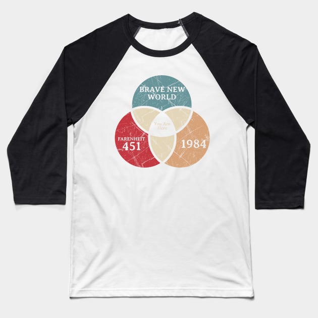 You Are Here - Retro Color Venn Diagram Baseball T-Shirt by Bunder Score